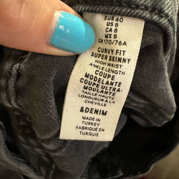 Black/Dark Grey @Denim H&M Curvy Fit Super Skinny High Waist Ankle jeans, sz 8 - Picture 6 of 7